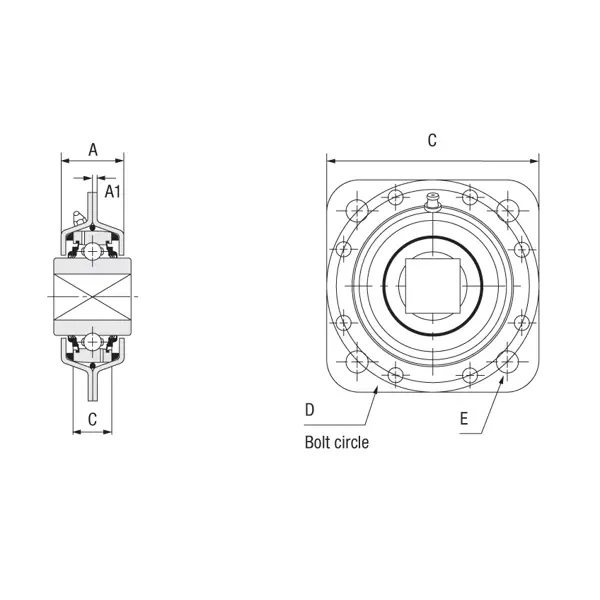 Bearing for disc harrows CODEX ST491 Square 30,5 IND.